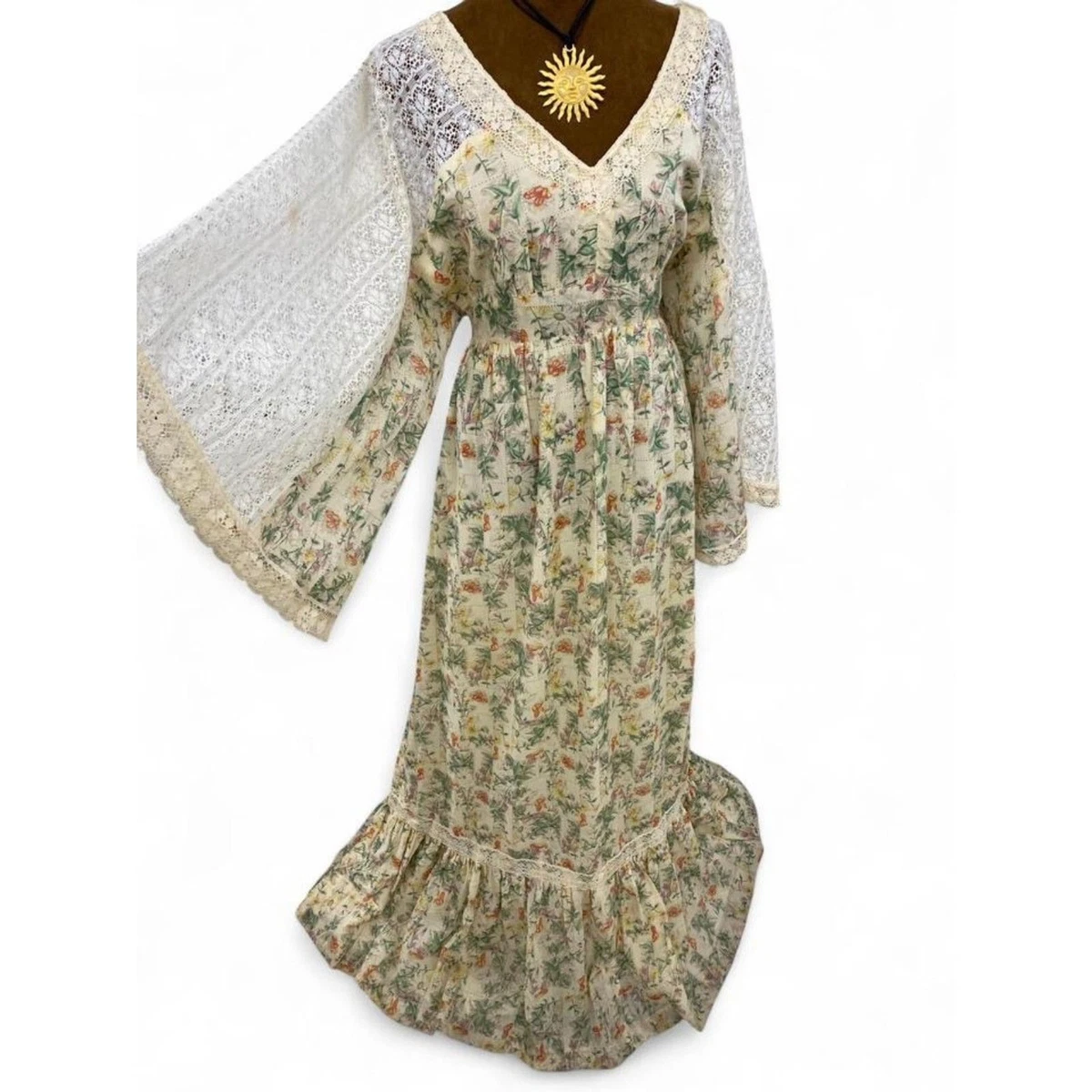 bell sleeve dress 70s style maxi 70s Bell Sleeve Maxi Dresses