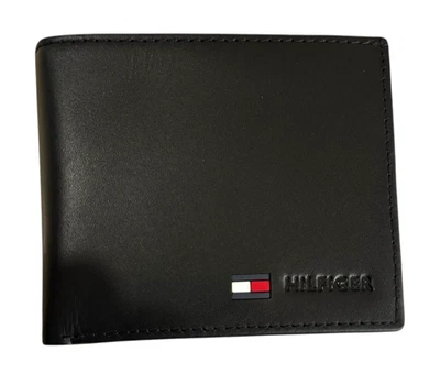 Tommy Hilfiger Men's Leather Coin Pocket Wallet Black Great Gift