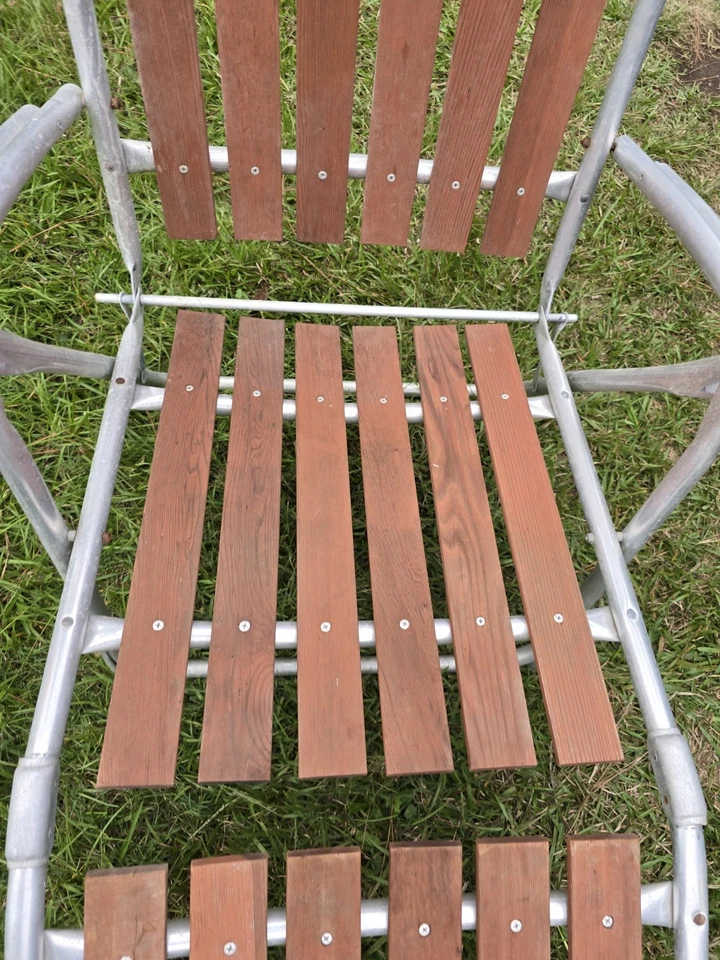 Sillón reclinable vintage MCM Redwood césped playa marco de aluminio  Foto 4 de 4