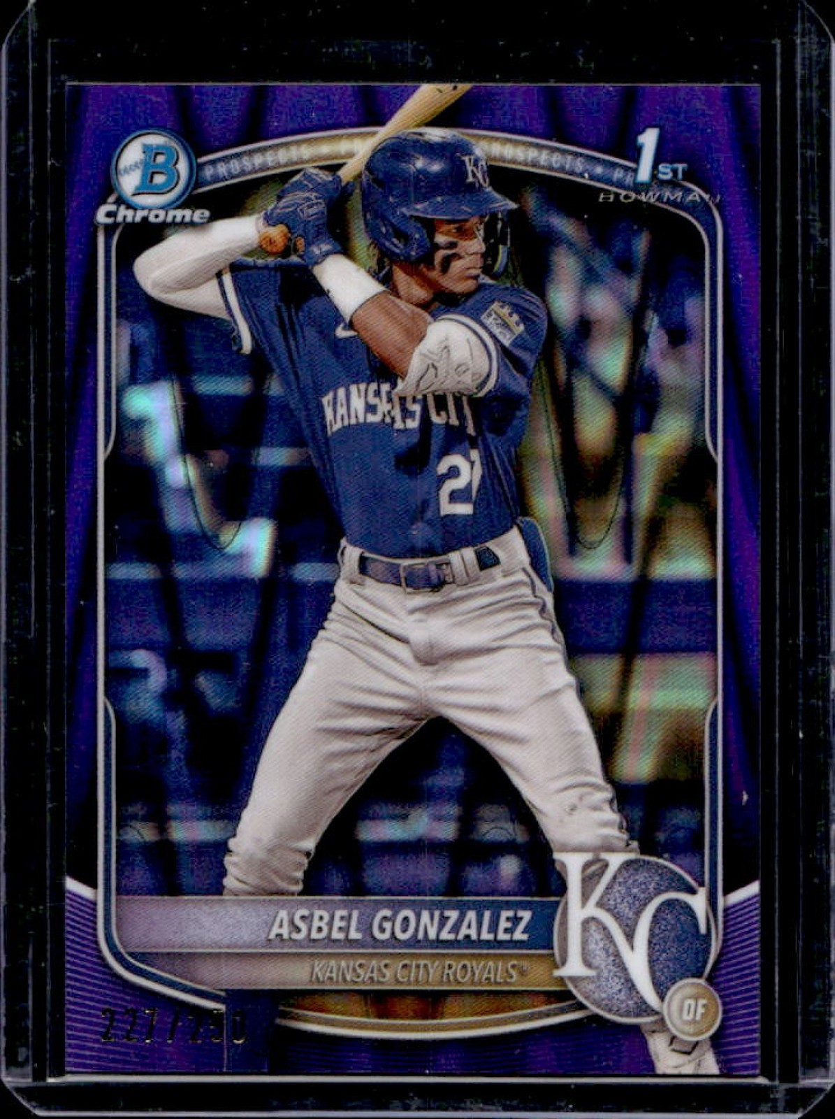 2025 Bowman Asbel Gonzalez Chrome Purple Raywave Refractor 1st #227/250