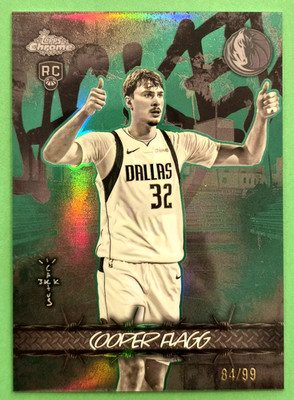 2025-26 Topps Chrome Cactus Jack-Cooper Flagg Jacked Up Green Refractor 84/99