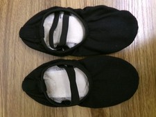 Pre-Owned Ballet Shoes Black Adult 4 Kids Split Sole Leather