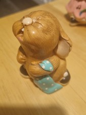 Pendelfin Stoneware Rabbit “Barney”. Hand Painted Made In England, blue blanket