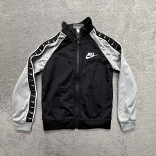 Nike Jacket Toddler 4T Black Gray Track Full Zip Swoosh Tape Colorblock