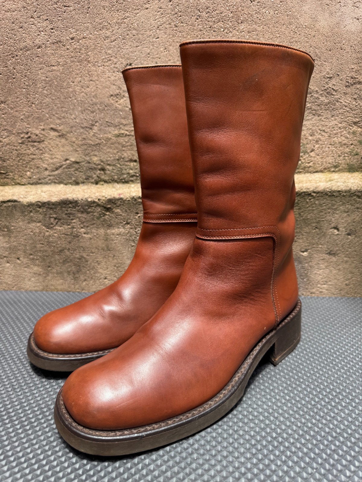 Rare Buttero Italy Red Black Leather Western Biker Boots Men's EU 41 | US 8