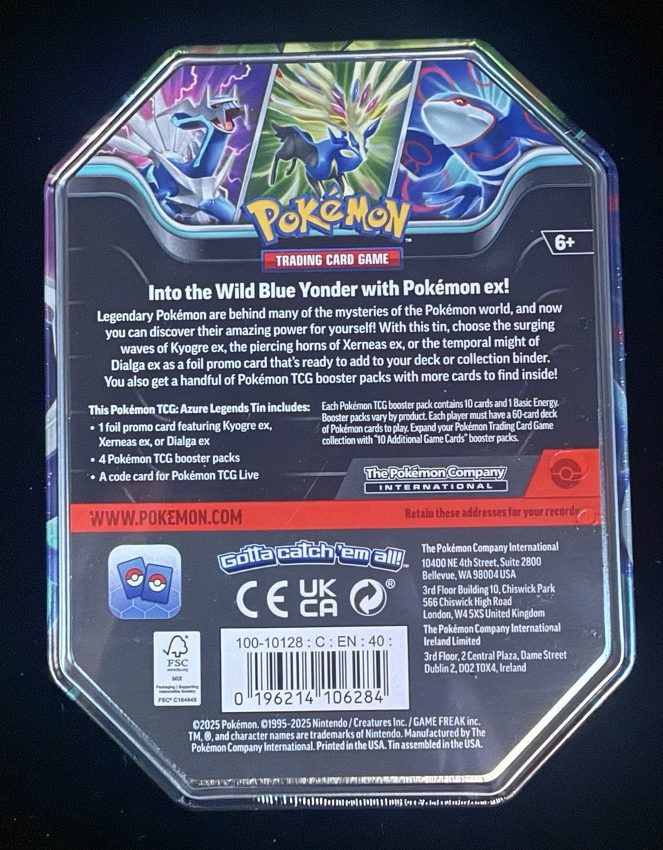 Pokmon Booster Packs Pokmon TCG: Azure Legends Tin With Dialga Ex -  Includes 4 Booster Packs & Foil Promo Card Pokemon Booster Packs