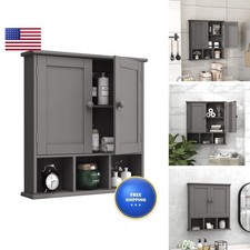 TaoHFE Grey Bathroom Cabinet,Bathroom Wall Cabinet 2 Door