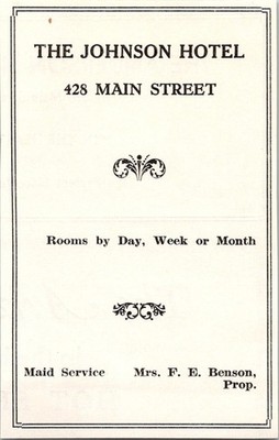 The Johnson Hotel Mrs. F. E. Benson Maid Service 1948 NM Ad TAK1-M31