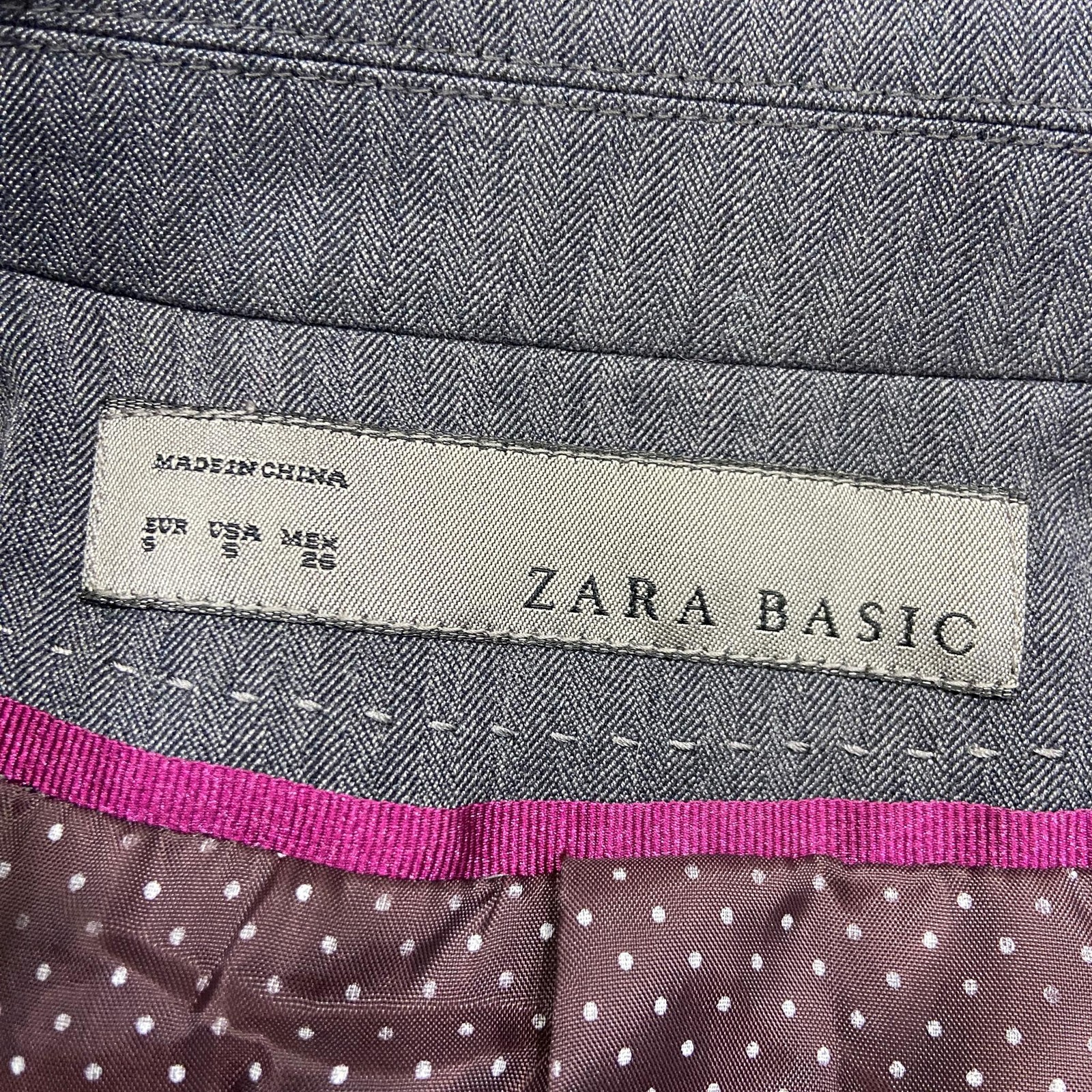ZARA BASIC 1 Button Pockets Grey Herringbone Blaz… - image 11