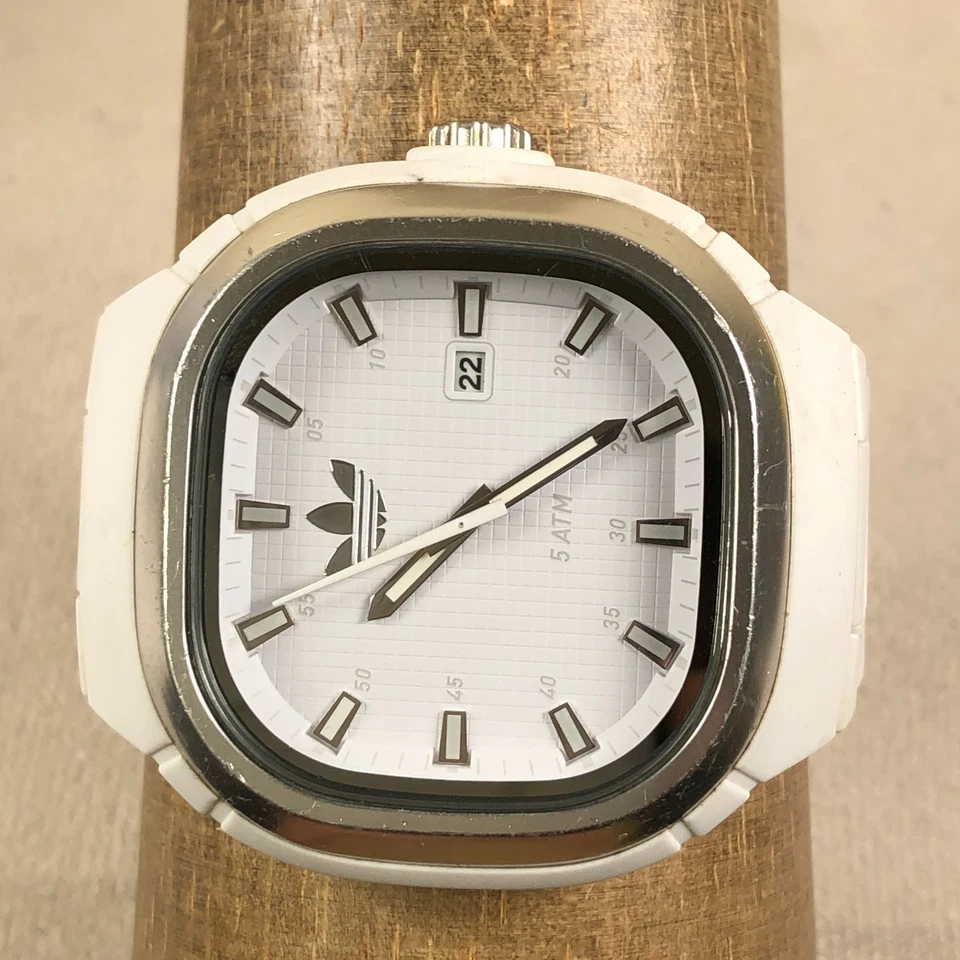 Adidas Seoul Men ADH2578  Fashion White Ceramic Band Square Quartz 50mm Watch 7" - Image 2 of 4