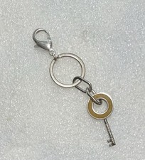 MICHAEL KORS Signed Silver Tone  Enamel Skeleton Key Bag Charm Keychain 4  