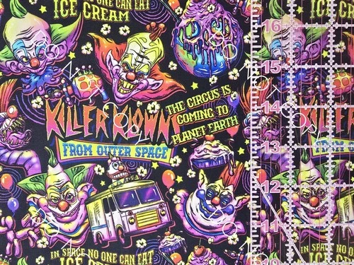Custom 100% Cotton Woven Killer Klowns from Outer Space Movie V3 1/4 Yard 9x56