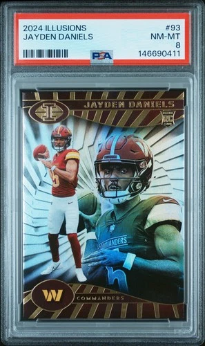 2024 PANINI ILLUSIONS #93 JAYDEN DANIELS ROOKIE RC PSA 8