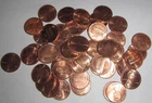 Roll of 50 circulated pennies, 1990's-2000's Shield, Memorial back.