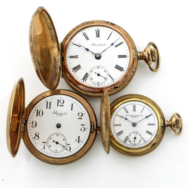 1889-1906 New York Standard GF 5-7j 6-18s 42-53mm PocketWatch Lot of 3 #WB5769-5