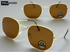 Classic Elegant Vintage Retro Style POLARIZED SUNGLASSES Gold Frame Brown Lens