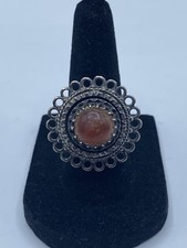 Sterling Silver Carnelian Ornate Size 5 1/2 Ring 12.0g