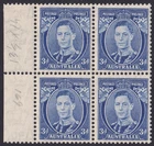 ACSC 194A ~ 1938 Marginal Block 4 x 3d Blue KGVI Stamps MUH Die II - T8