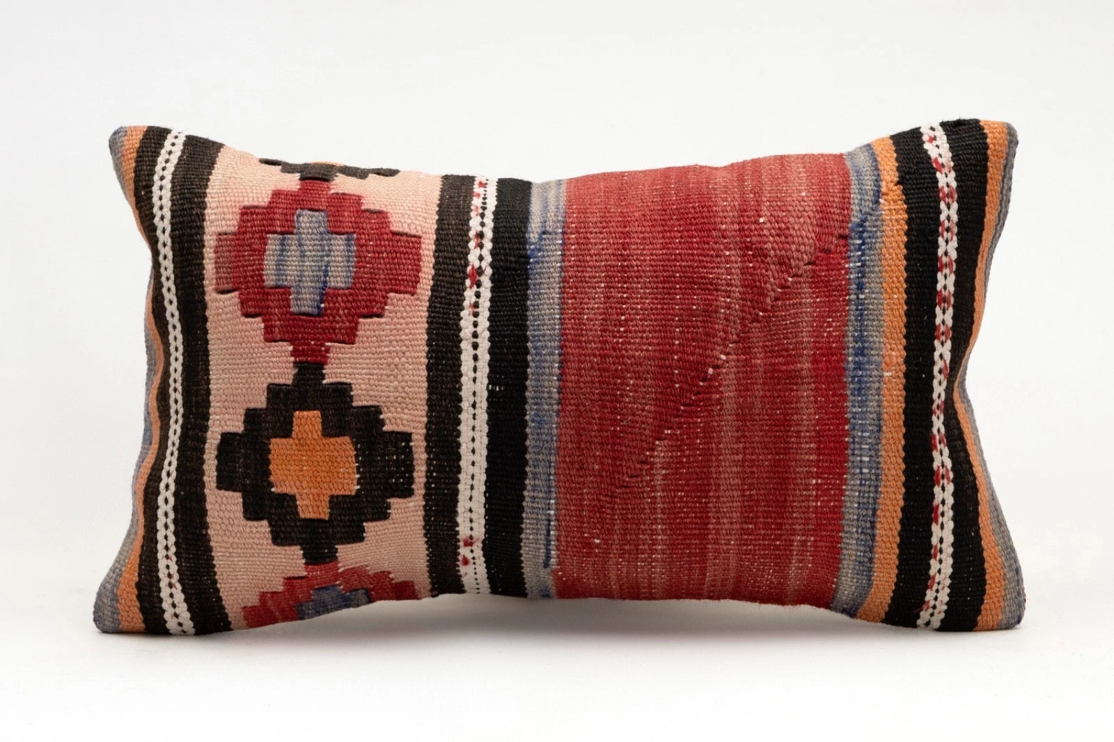 Decorative Pillow Cover, 12x20 in, Turkish Kilim Cushion, Boho Sofa Throw Pillow