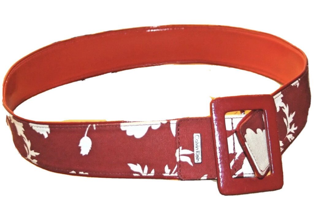 RARE RETRO VINTAGE CALVIN KLEIN HEAVY CLOTH BELT Red White  display picture 3