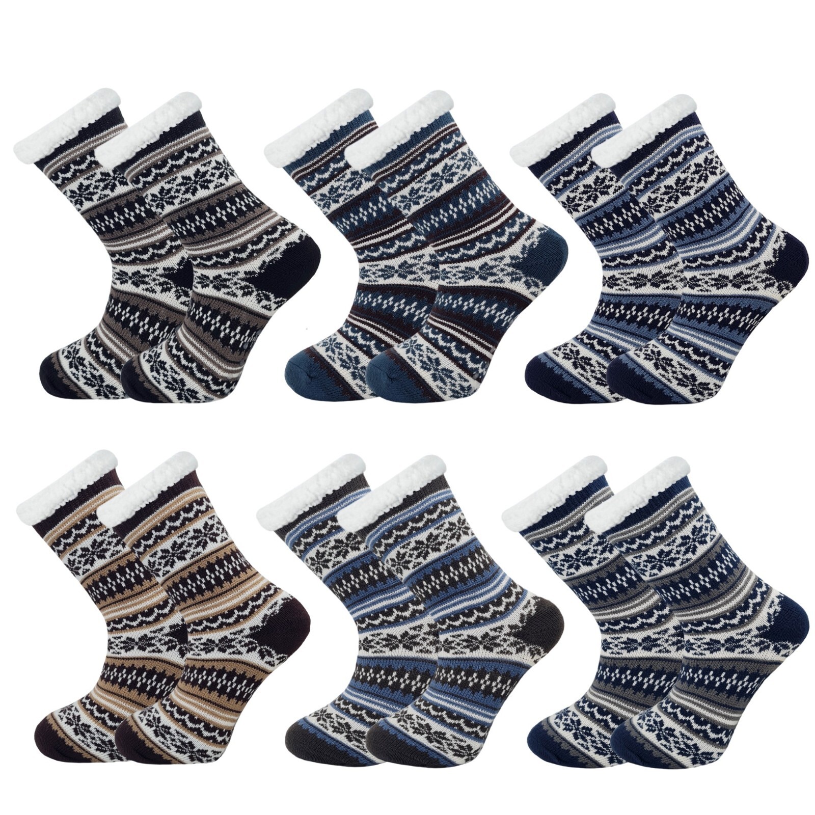 Mens Thermal Socks 4.7 Tog Fleece Sherpa Lining Slipper Gripper Bed 6