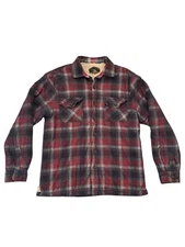 Freedom Foundry Fleece Button Shirt Mens M Black Cotton Blend Red Long Sleeve