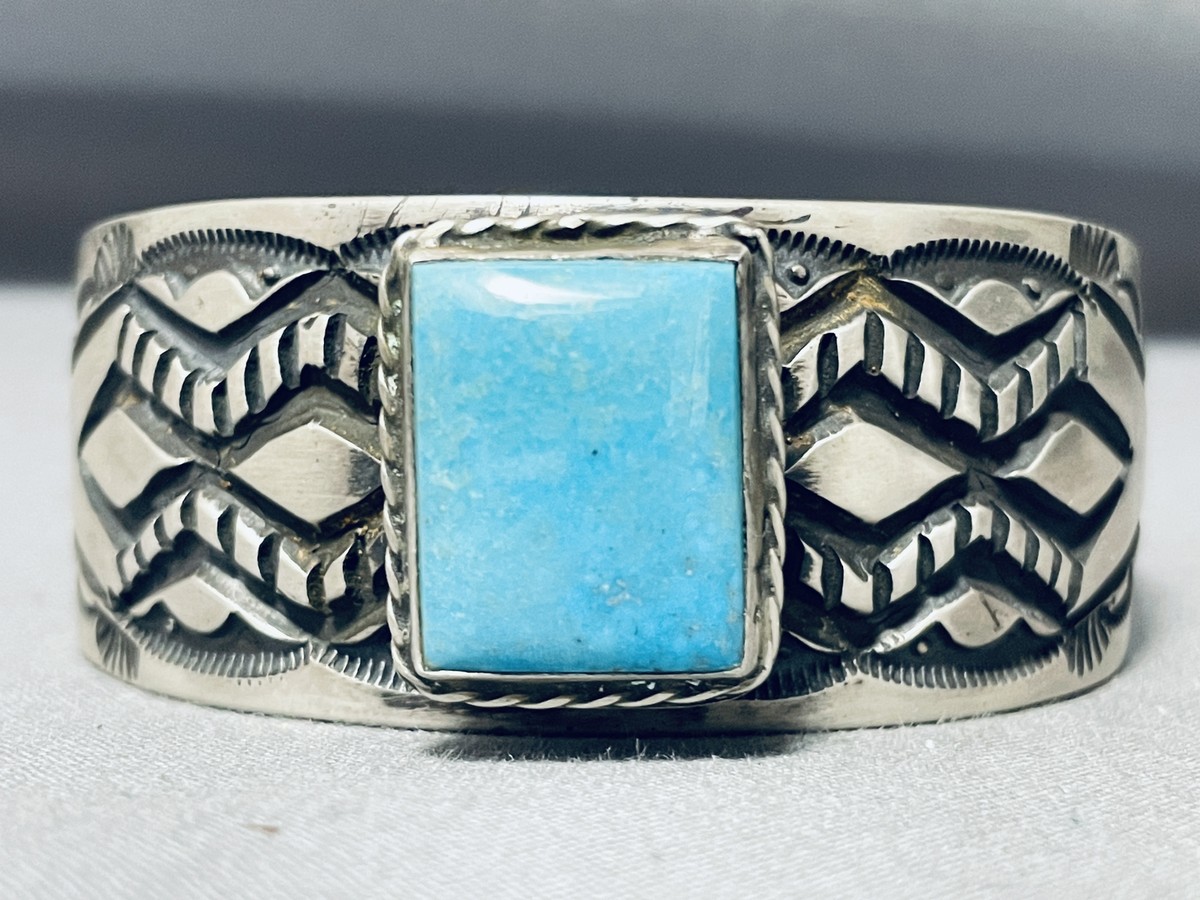 92 GRAMS VINTAGE NAVAJO STERLING SILVER TURQUOISE BRACELET | eBay