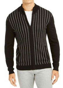 Download Alfani Mens Sweater Black Size Medium M Full Zip Stripe ...