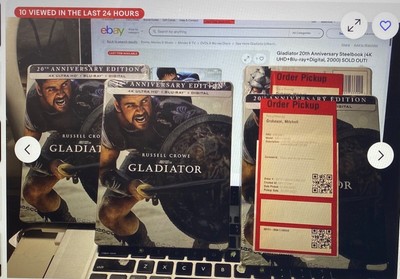 GLADIATOR 4K/BLURAY/ACTIVE DIGITAL 20TH ANNIVERSARY NUMBERED STEELBOOK #2127270