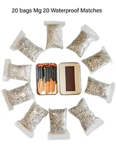 Fire Starter 20 Bag Magnesium 99% Pure Waterproof Match Camping Hiking Bushcraft