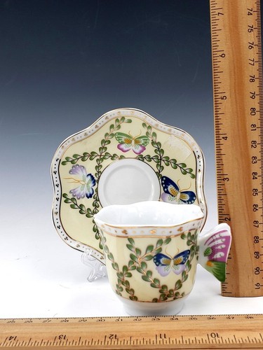 Classic Coffee & Tea Butterfly Demitasse Espresso Doppio Normale Cup Saucer Set - Picture 17 of 17