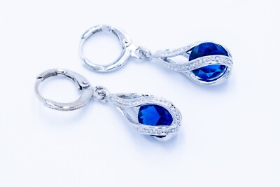 Dunkelblaue Zirkon Sterling Silber Ohrhänger