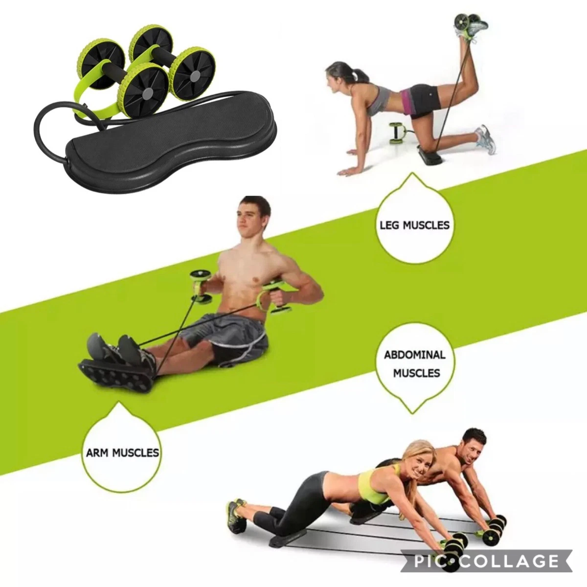 All in One Home Workout ABS Wheel Roller Men Women Fitness Tool Resistance  Band