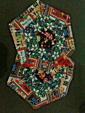 Table Topper Christmas Design 2 pack Handcrafted 11" by 13" Quilted