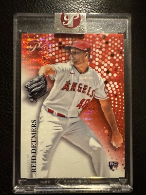 Reid Detmers 2022 Topps Pristine Encased Rookie Card Angels Red /5 Color Match