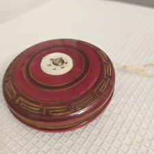 Vtg Yoyo Red Wood Inlay Look Original String Retro Toy 70s