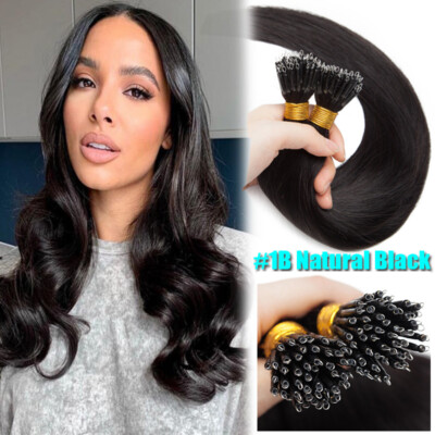 300Strands Nano Tip Real Remy Human Hair Extensions Micro Ring Beads THICK BLOND