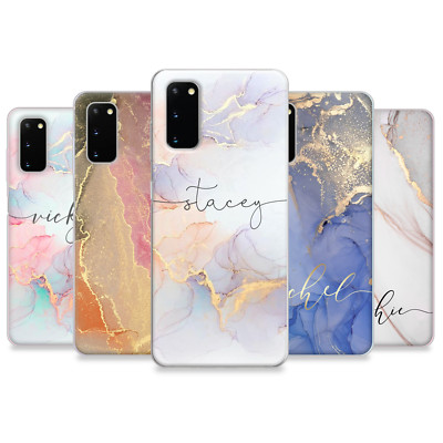 Personalisierte Handyhülle Marmor Name Silikon Cover für Samsung Galaxy S21 S22
