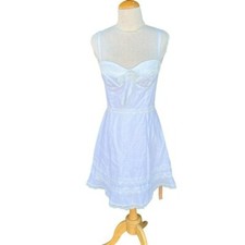 Reformation Arya White Linen Mini Dress Lace Accents Adjustable Straps Sz 6 NWOT