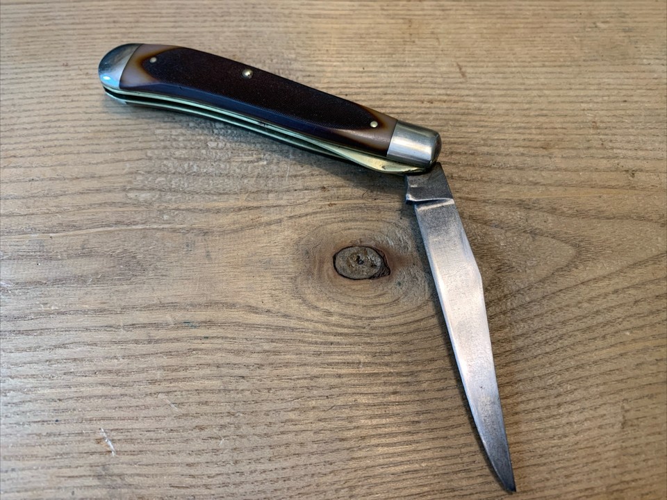 Vintage schrade old timer usa 194ot sawn bone trapper 3 7 8 pocket