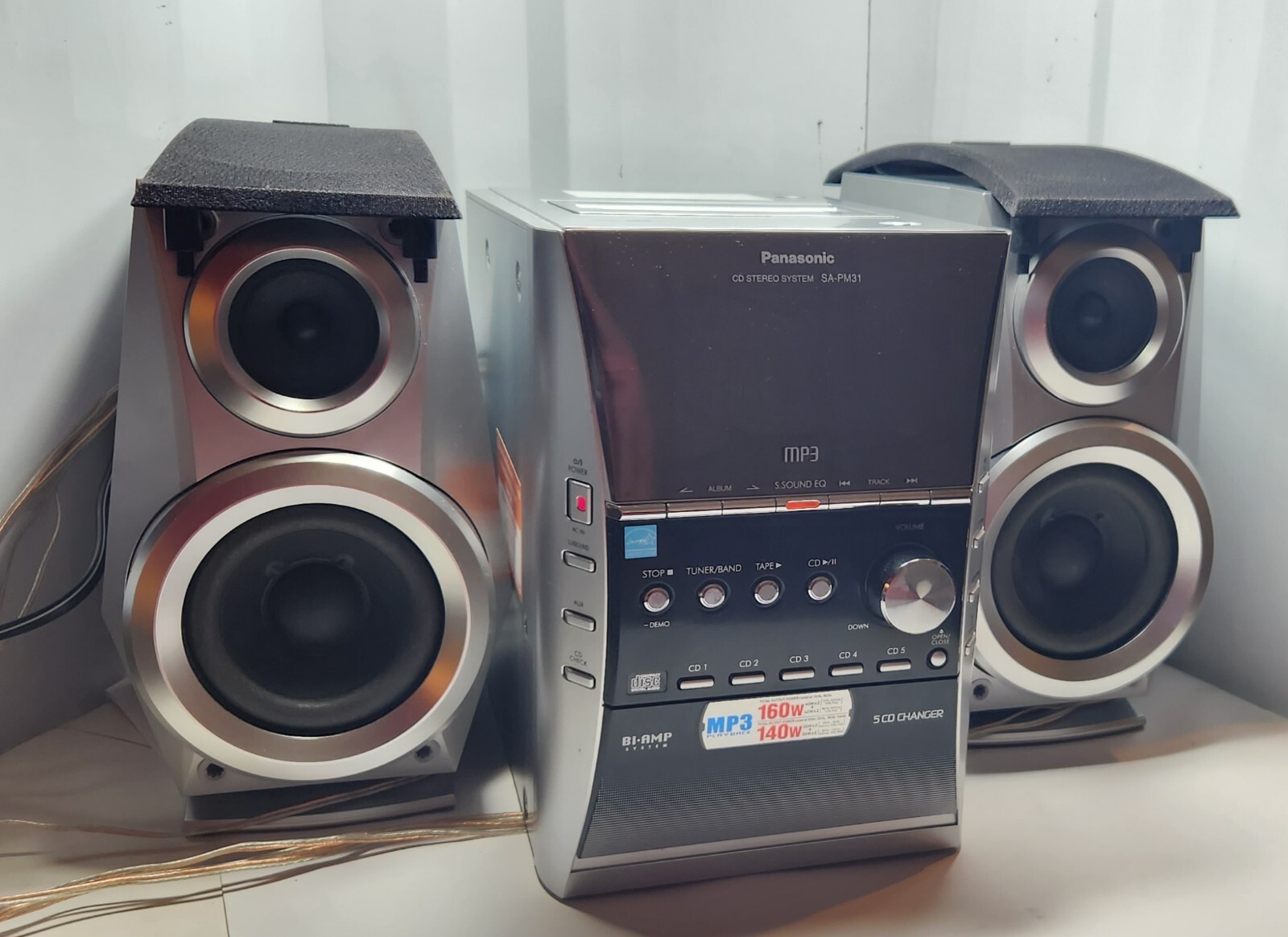 Panasonic SAPM31 Shelf Stereo System 5 Disc CD Changer Cassette AM/FM