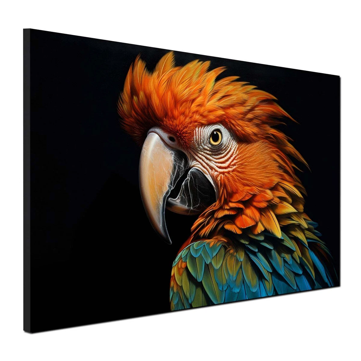 Quadro Deco Italia Pappagalli Tropicali Su Pannello Legno 72x48 Cm - Stampa Moderna Made In Italy