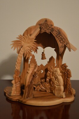 Holy Land Imports Heritage Crafts Olive Wood Bethlehem Nativity 5.75''H x 5.75''W