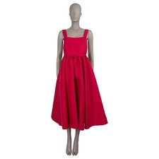 71941 auth CHRISTIAN DIOR pink wool  silk 2024 BELTED SHANTUNG MIDI Dress 36 XS