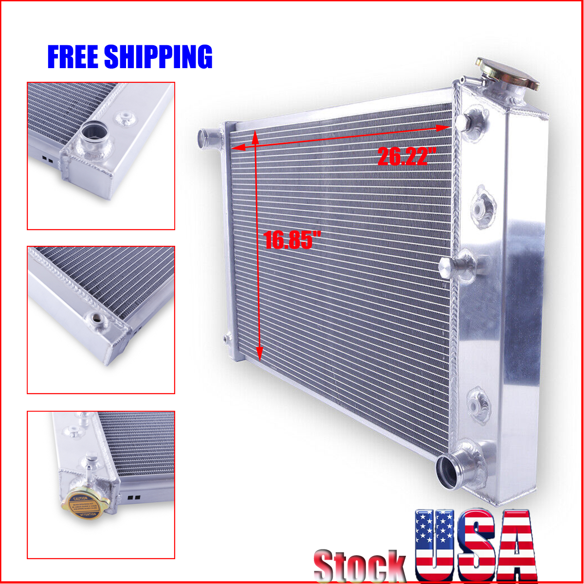 4 Row Aluminum Radiator 4-Row Aluminum Radiator For Chevy Camaro (1970 ...