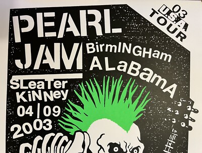 PEARL JAM VERY RARE AP AUTOGRAPH CONCERT POSTER BIRMINGHAM ALABAMA