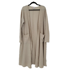 LulaRoe Woman s XL Caroline Cream Long Open Front Cardigan W/ Pockets