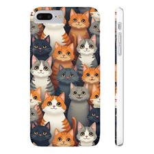 Colorful Cats Phone Case, Cute Kitten iPhone Cover, Cat Lover Gift, Animal Print
