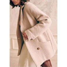 Sezane Harry Recycled Wool Blend Double Breasted Oversized Coat Taupe Eu 36/us 4