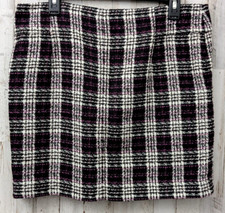 VTG Y2K Loft Tweed Mini Skirt Womans 8 Black Purple Plaid Lined Clueless Preppy
